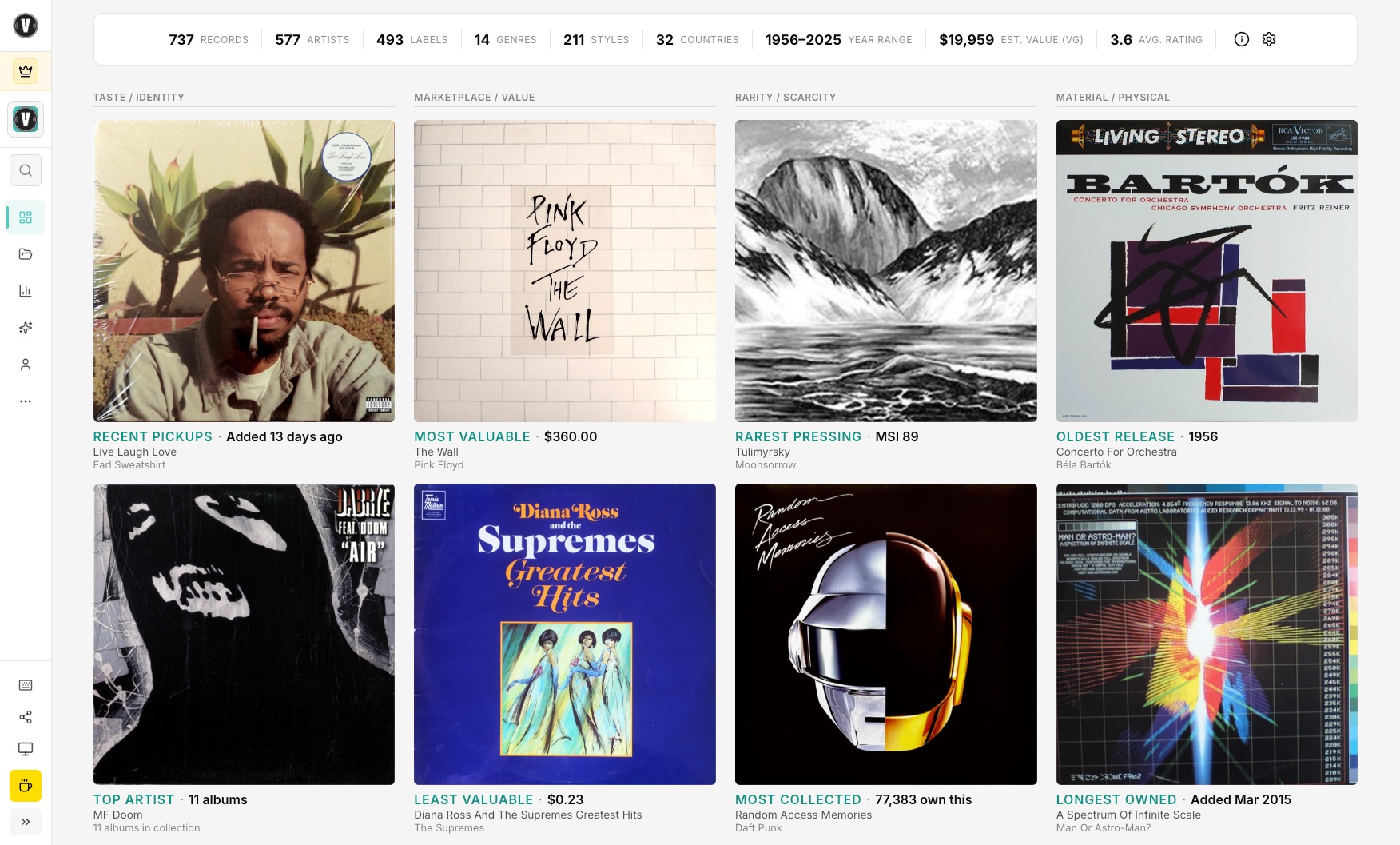 Vizcogs v1.3: New Collection Dashboard, Vinyl Recommendations, and No More Record Cap